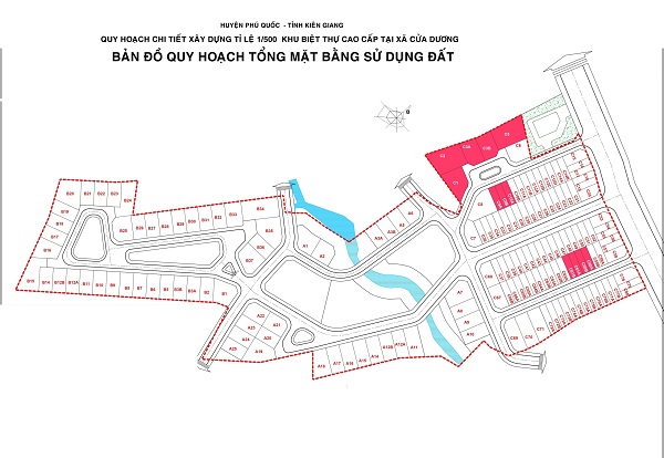 Bản đồ quy hoạch tổng mặt bằng sử dụng đất dự án Royal Streamy Villas Phú Quốc